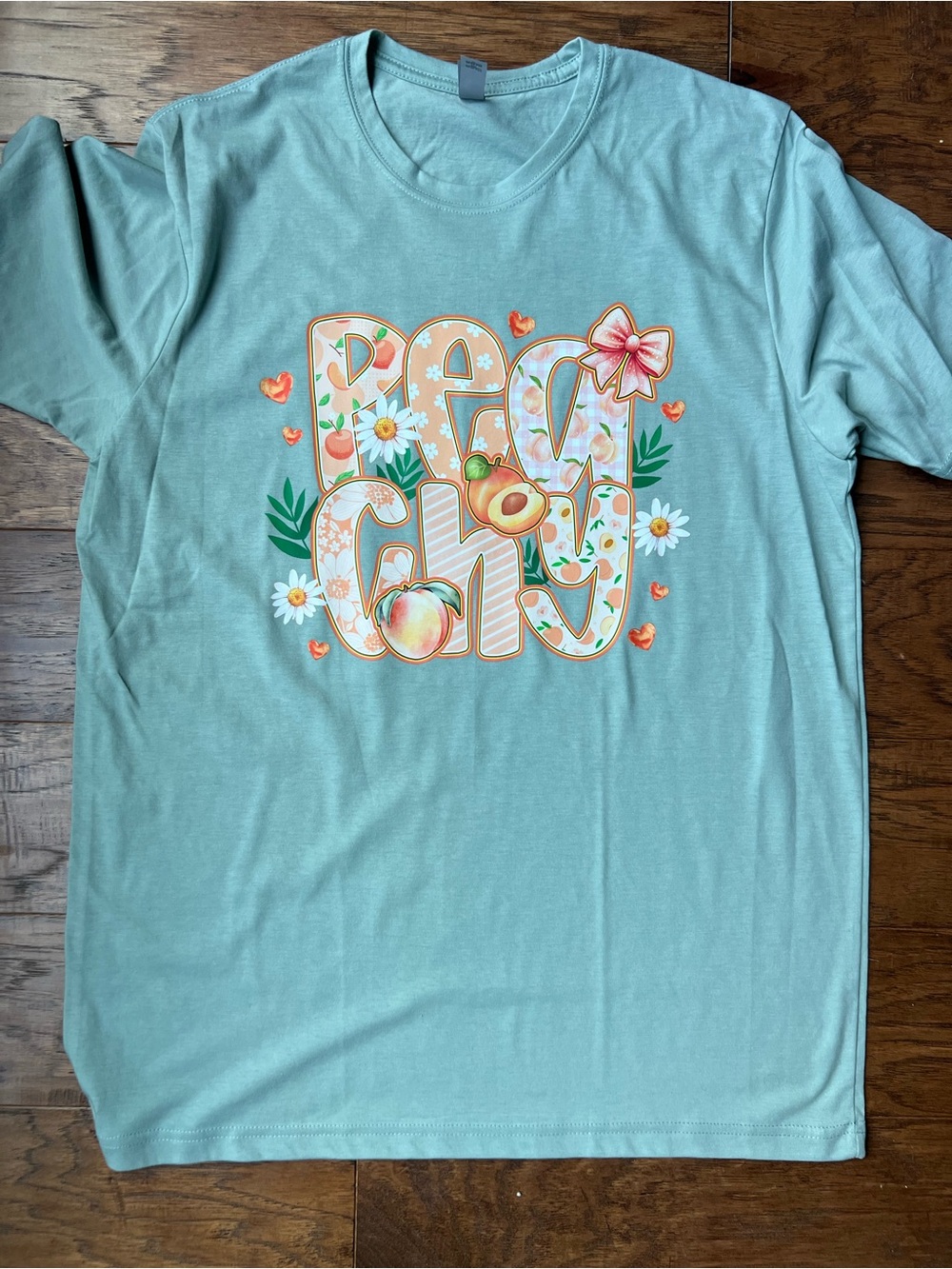 Peach Chy Graphic Tee - Seafoam Green